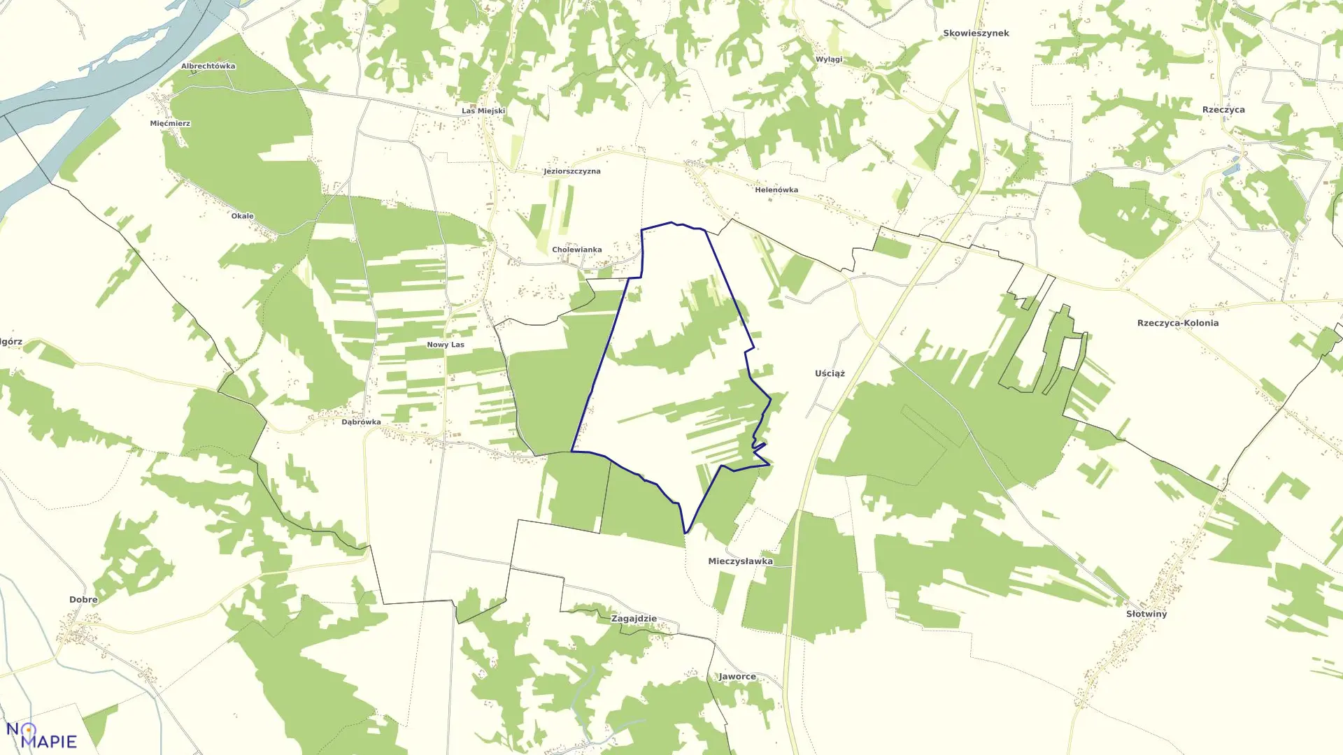 Mapa obrębu 12-UŚCIĄŻ-KOLONIA w gminie Karczmiska