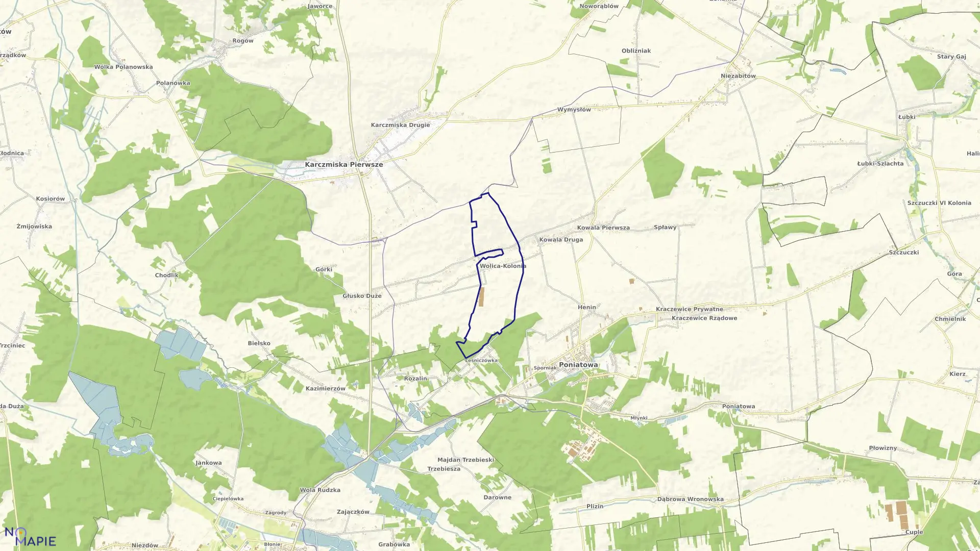 Mapa obrębu 14-WOLICA-KOLONIA w gminie Karczmiska