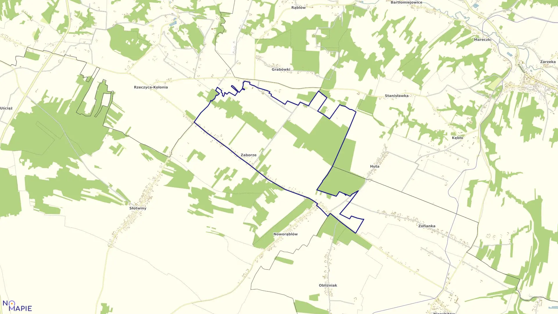 Mapa obrębu 16-ZABORZE w gminie Karczmiska